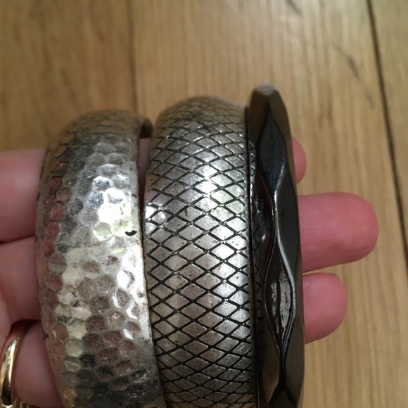 Three (3) Silver Boho Costume Bangle Bracelets - Picture 2 of 8